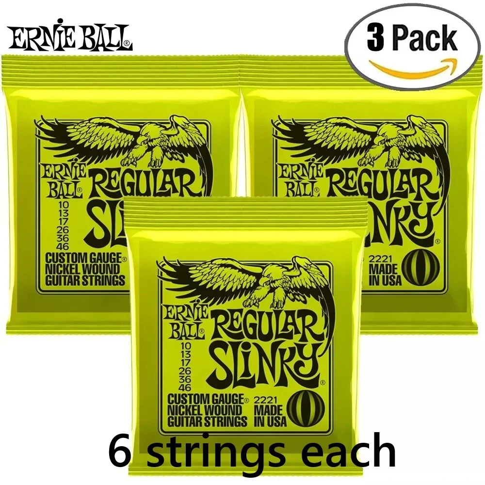 Ernie Ball 2221 Regular Slinky Nickel Wound Electric Guitar Strings 10-46 3-Pack